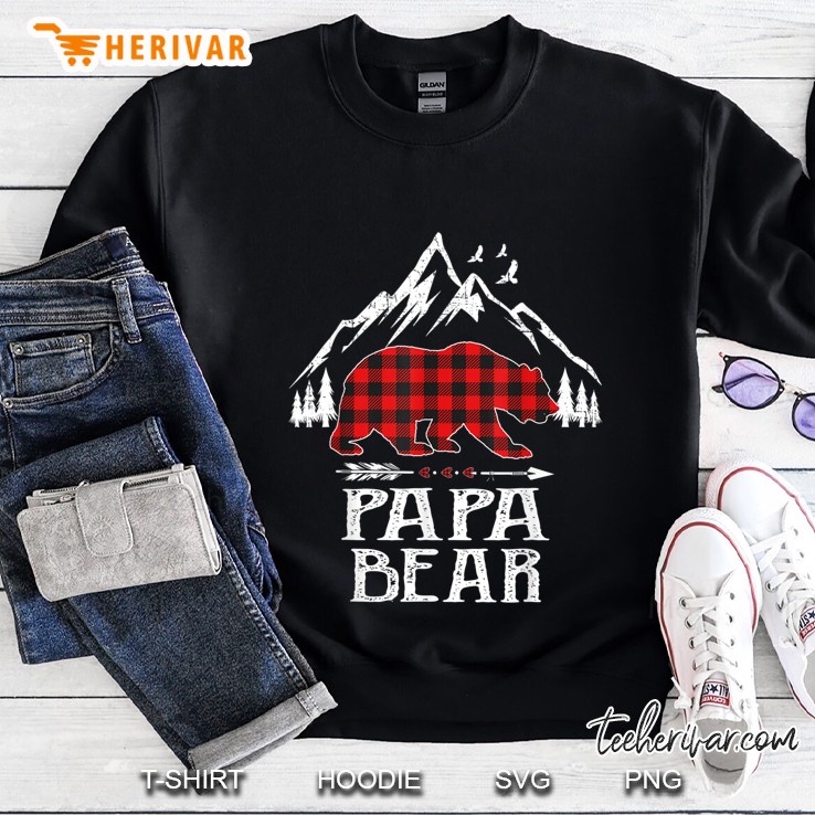 Papa Bear Red Plaid Bear Mountain Version Sweatshirt