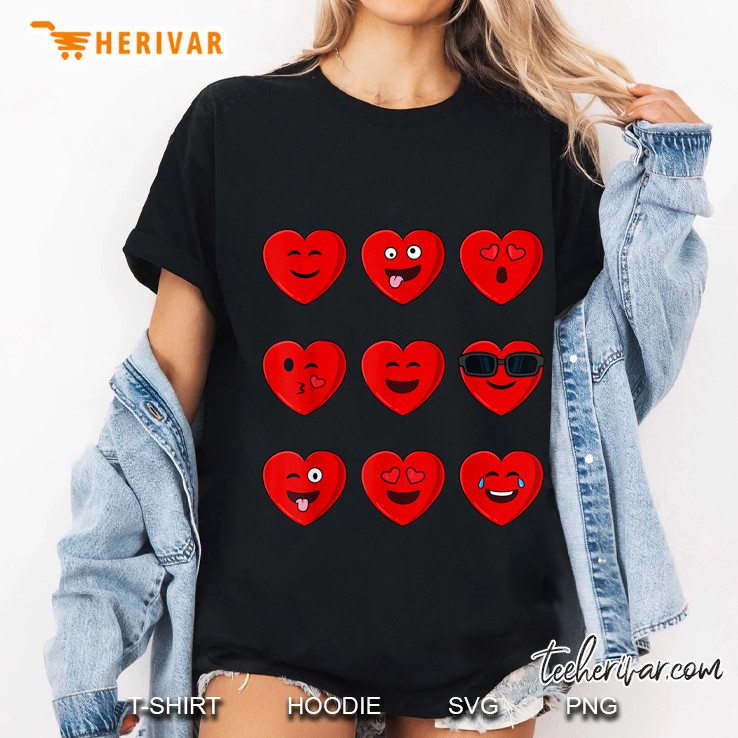 Heart Emojis Emoticons Valentines Day Ladies Tee