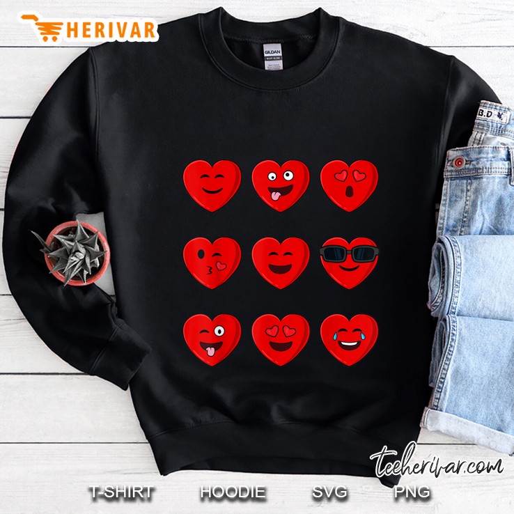 Heart Emojis Emoticons Valentines Day Sweatshirt