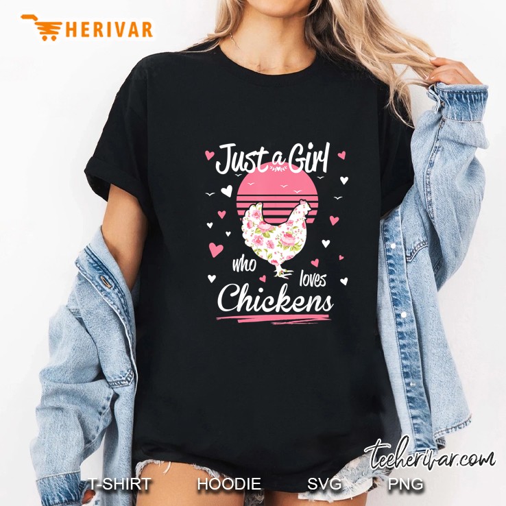 Just A Girl Who Loves Chickens Floral Vintage Version Ladies Tee