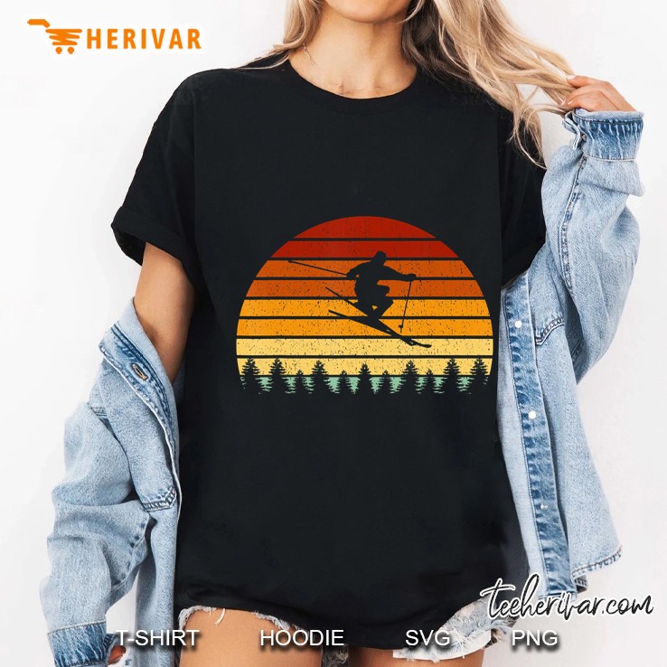 Skiing Skiers Vintage Version Ladies Tee