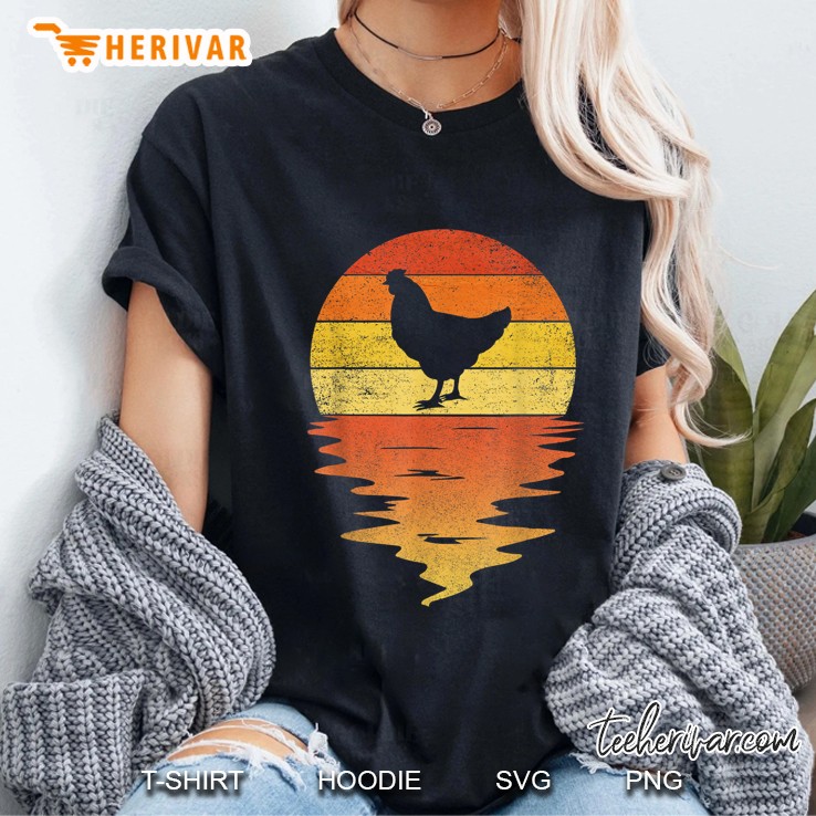 Chicken Retro Sunset Vintage Version Ladies Tee