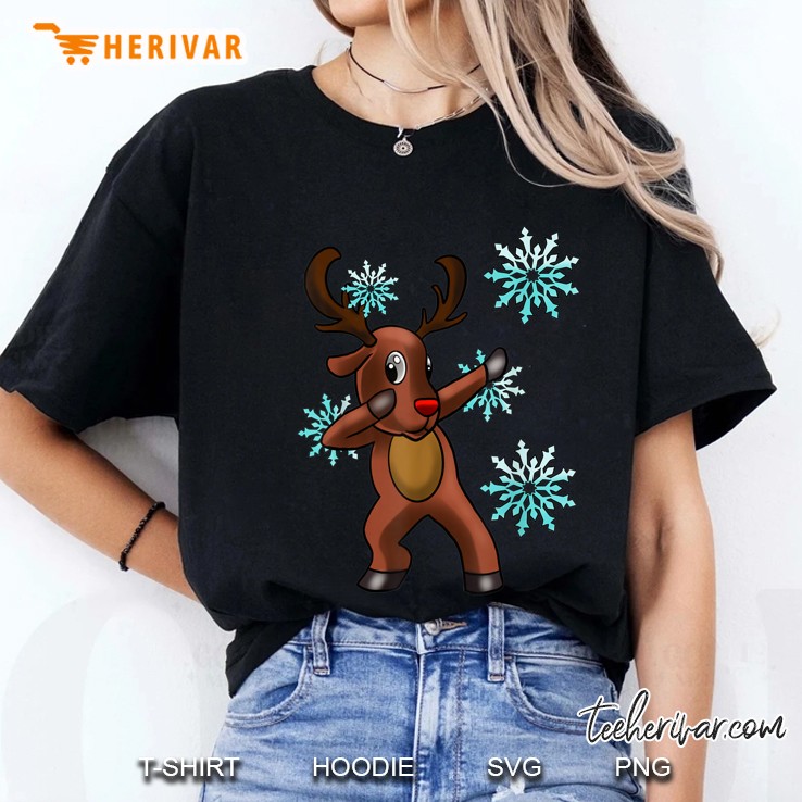 Dabbing Rudolf Reindeer Christmas Ladies Tee