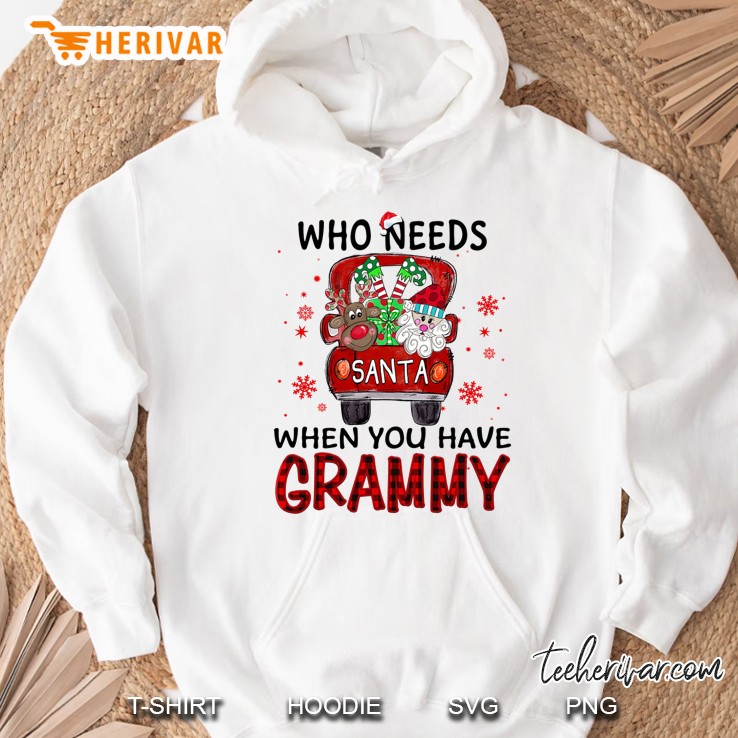 Who Needs Santa When You Have Grammy Reindeer Santa Red Truck Plaid Version Hoodie