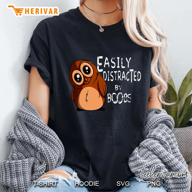 Easily Distracted By Boobs Owl Version Ladies Tee