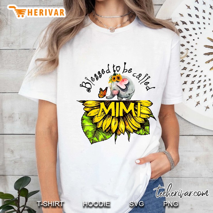 Blessed To Be Called Mimi Sunflower Elephant & Butterfly Version Ladies Tee