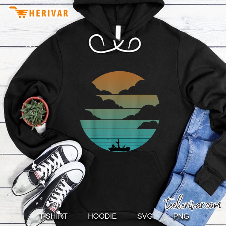 Fishing Rod & Fishing Reel Boat Anglers Vintage Version Hoodie