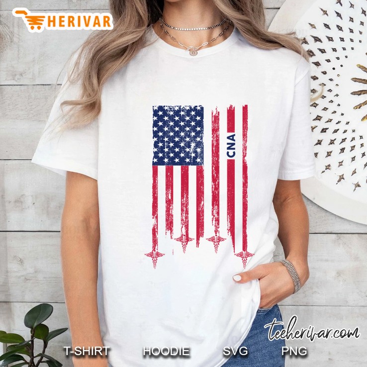 CNA American Flag White Version Ladies Tee
