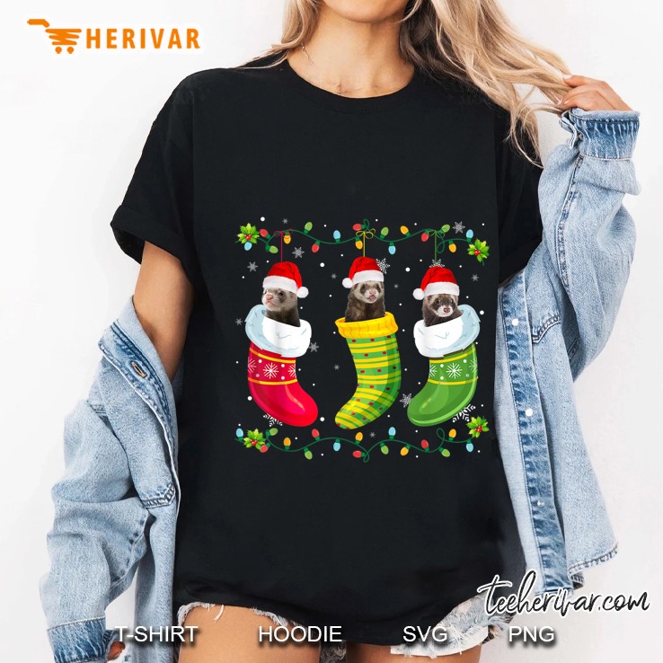 Ferret In Socks Christmas Ladies Tee