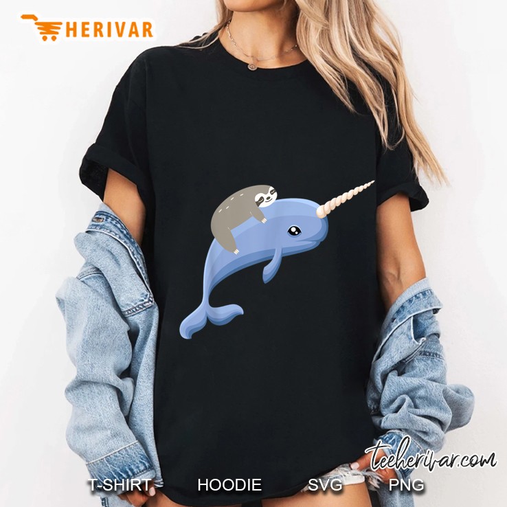 Sloth Riding Narwhal Unicorn Version2 Ladies Tee