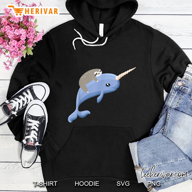 Sloth Riding Narwhal Unicorn Version2 Hoodie