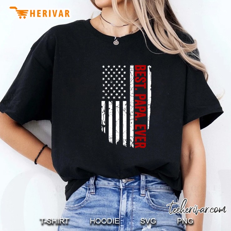 Best Papa Ever American Flag Version2 Ladies Tee