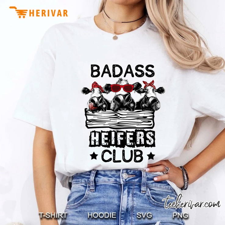 Badass Heifers Club White Version Ladies Tee