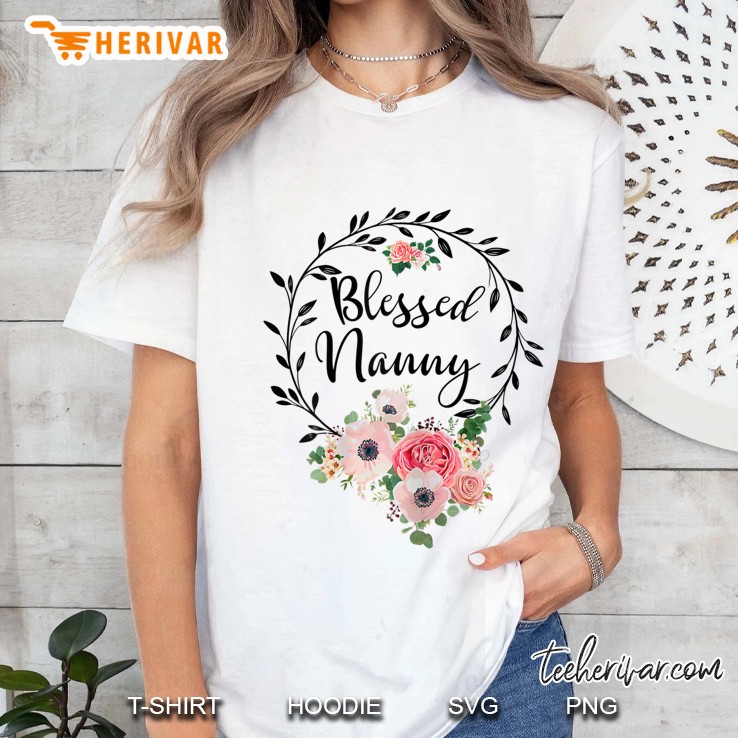 Blessed Nanny Floral Version Ladies Tee