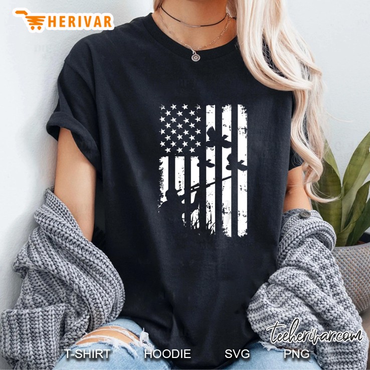Quail Hunting American Flag Version Ladies Tee