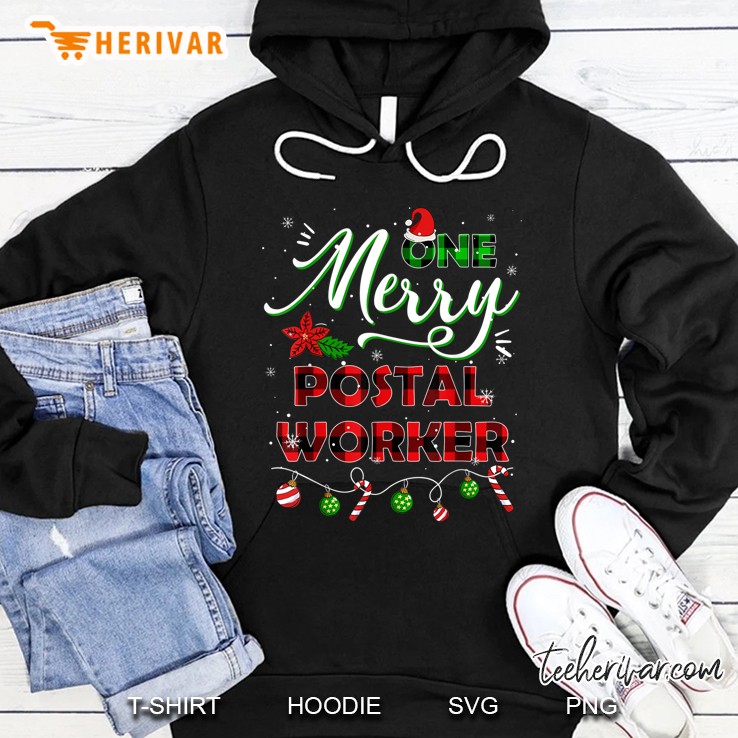 One Merry Postal Worker Plaid Christmas Hoodie