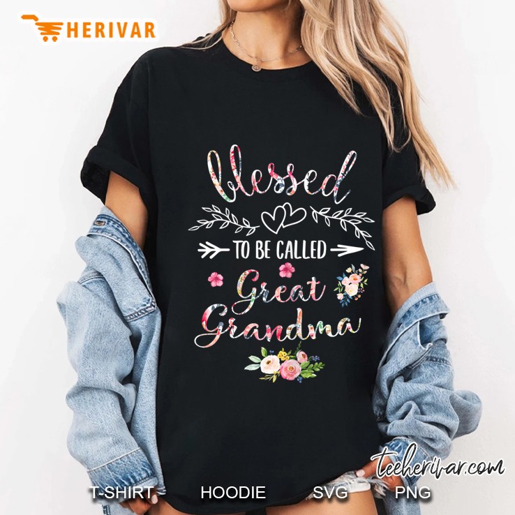 Blessed To Be Called Great Grandma Floral Version Ladies Tee