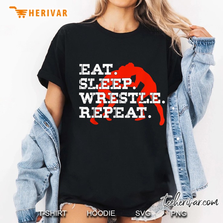 Eat Sleep Wrestle Repeat Version2 Ladies Tee