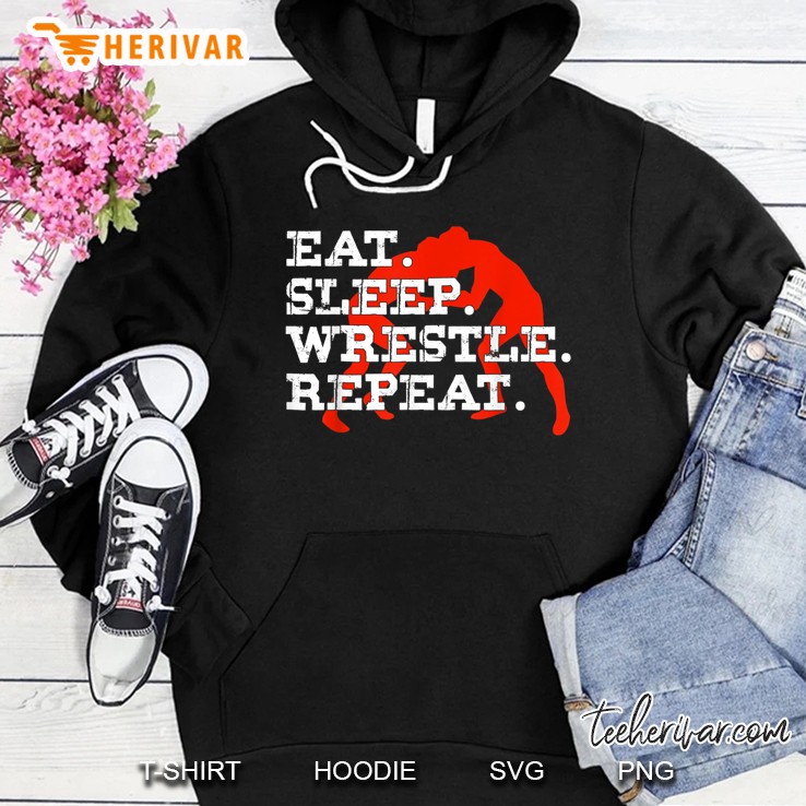 Eat Sleep Wrestle Repeat Version2 Hoodie