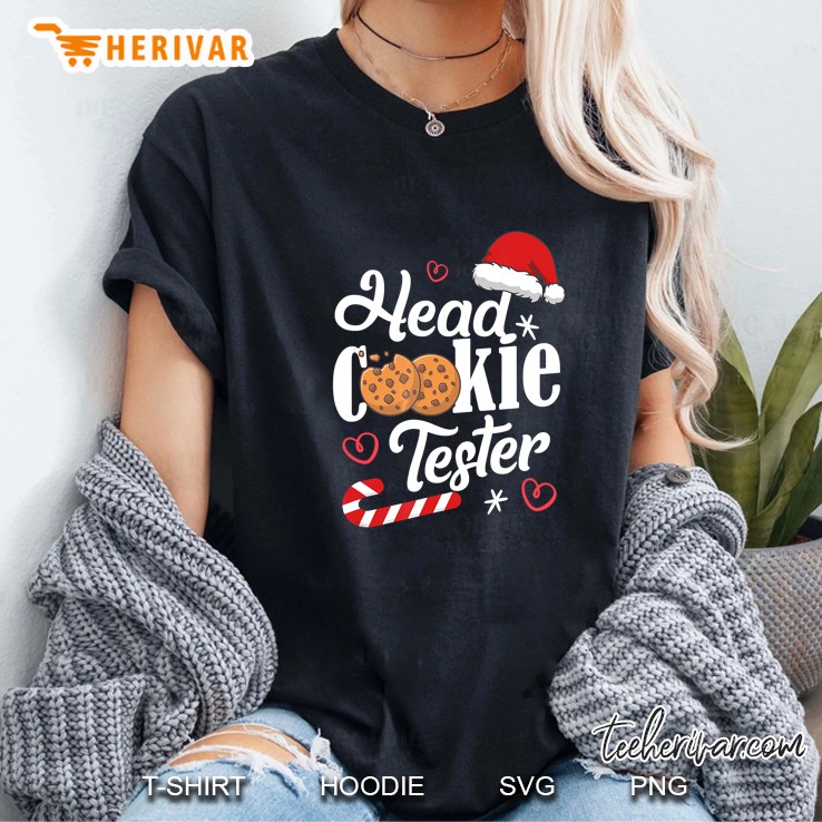 Head Cookie Tester Santa Hat Candy Cane Christmas Ladies Tee