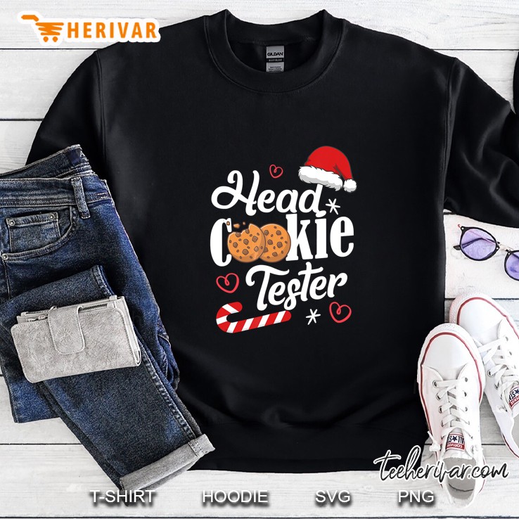 Head Cookie Tester Santa Hat Candy Cane Christmas Sweatshirt