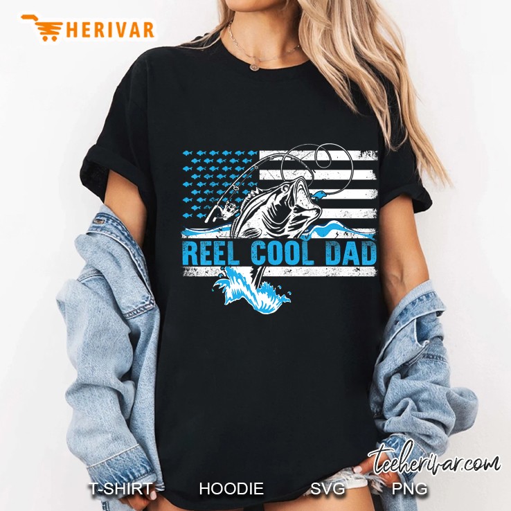 Reel Cool Dad American Flag Version2 Ladies Tee