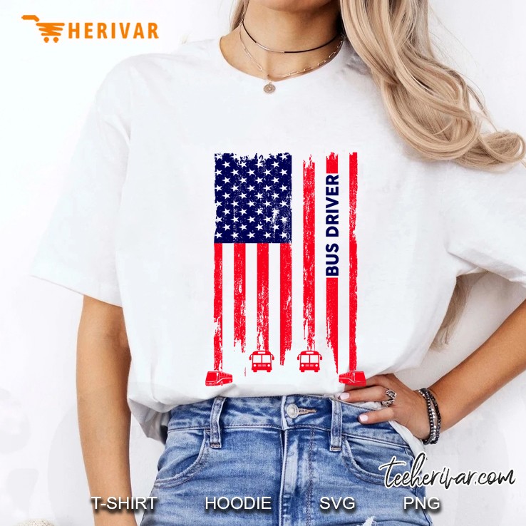 Bus Driver American Flag Version Ladies Tee