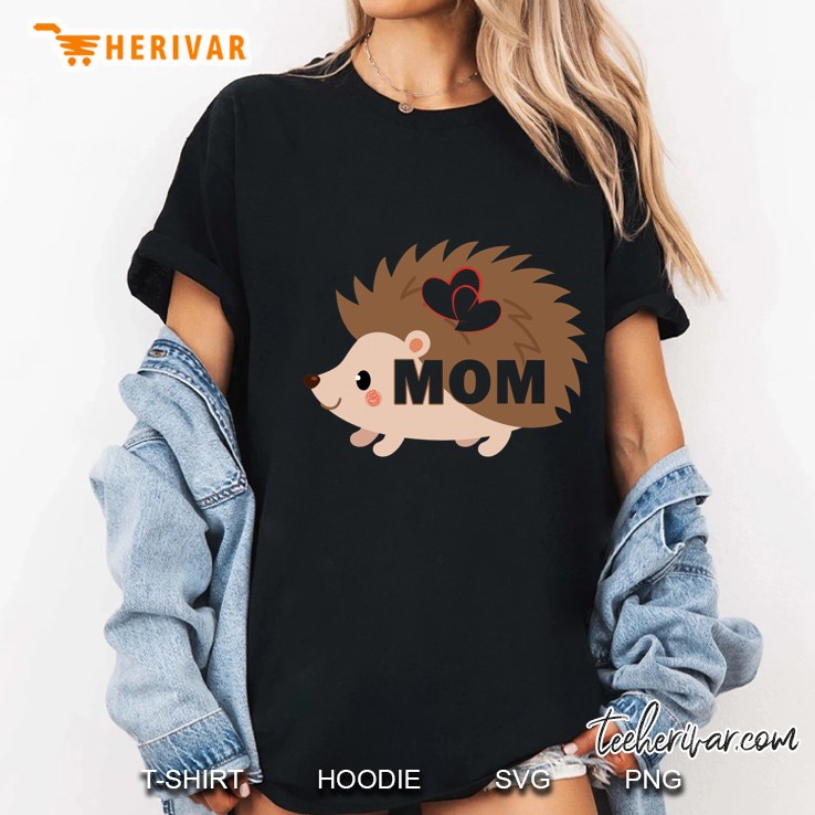 Love Mom Hedgehog Heart Black Version Ladies Tee