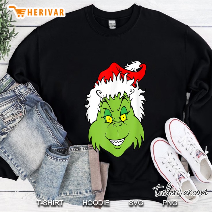 Grinch Smile Santa Hat Christmas Sweatshirt
