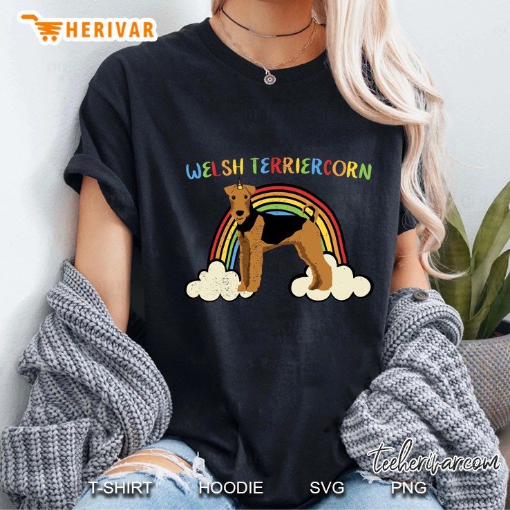 Funny Welsh Terrier Dog Gift Welsh Terriercorn Version Ladies Tee