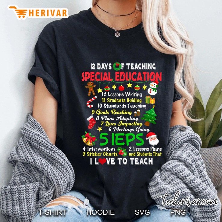 12 Days Of Teaching Special Education Christmas Ladies Tee