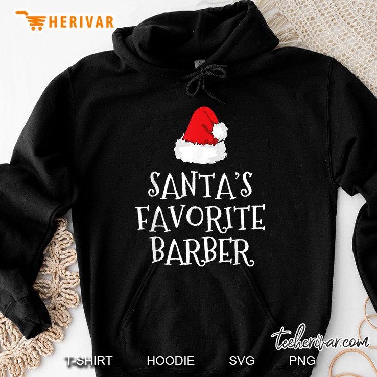 Santa’s Favorite Barber Santa Hat Christmas Hoodie