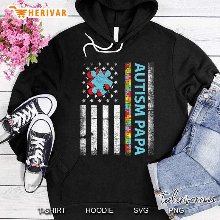 Autism Papa American Flag Version Hoodie