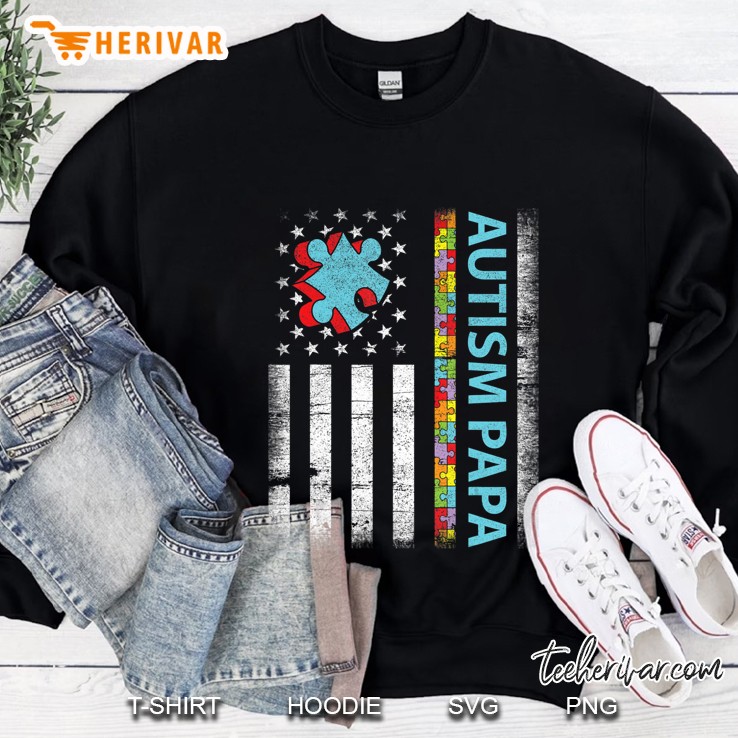 Autism Papa American Flag Version Sweatshirt