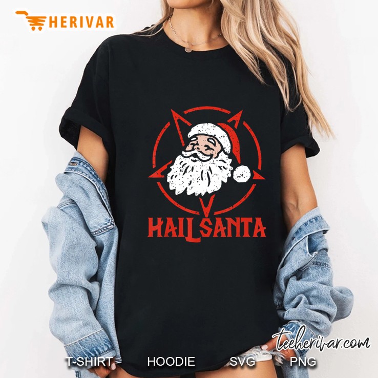 Hail Santa Hail Metal Santa Claus Christmas Ladies Tee