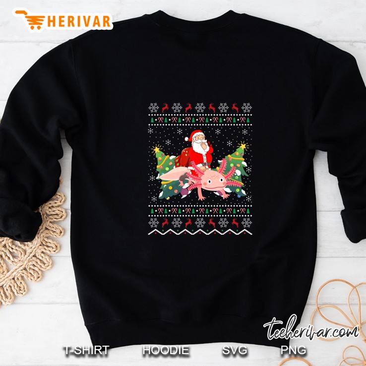 Santa Riding Axolotl Christmas Sweatshirt