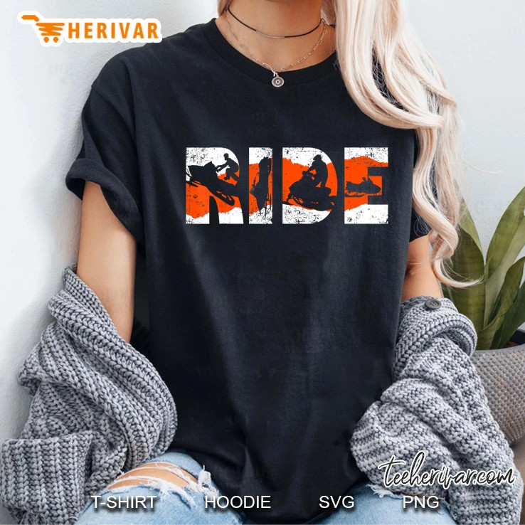 RIDE Sled Silhouette Snowmobile Rider Snowmobiling Ladies Tee