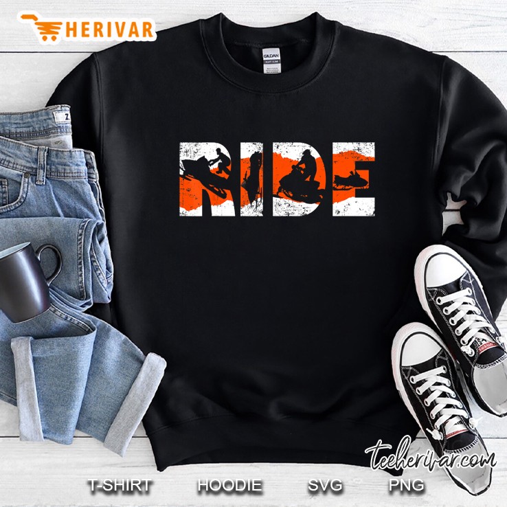 RIDE Sled Silhouette Snowmobile Rider Snowmobiling Sweatshirt