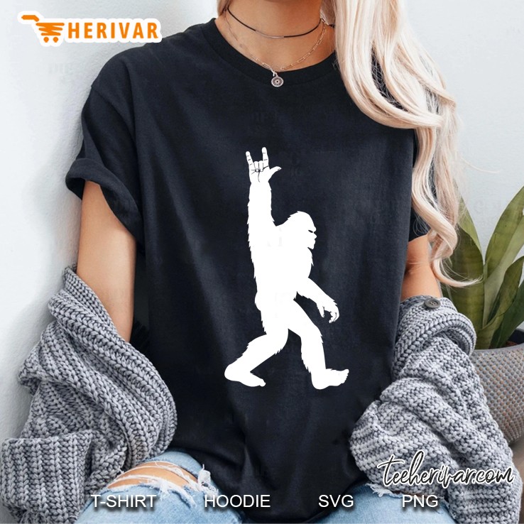 Funny Bigfoot Rock And Roll Sasquatch Believers Ladies Tee