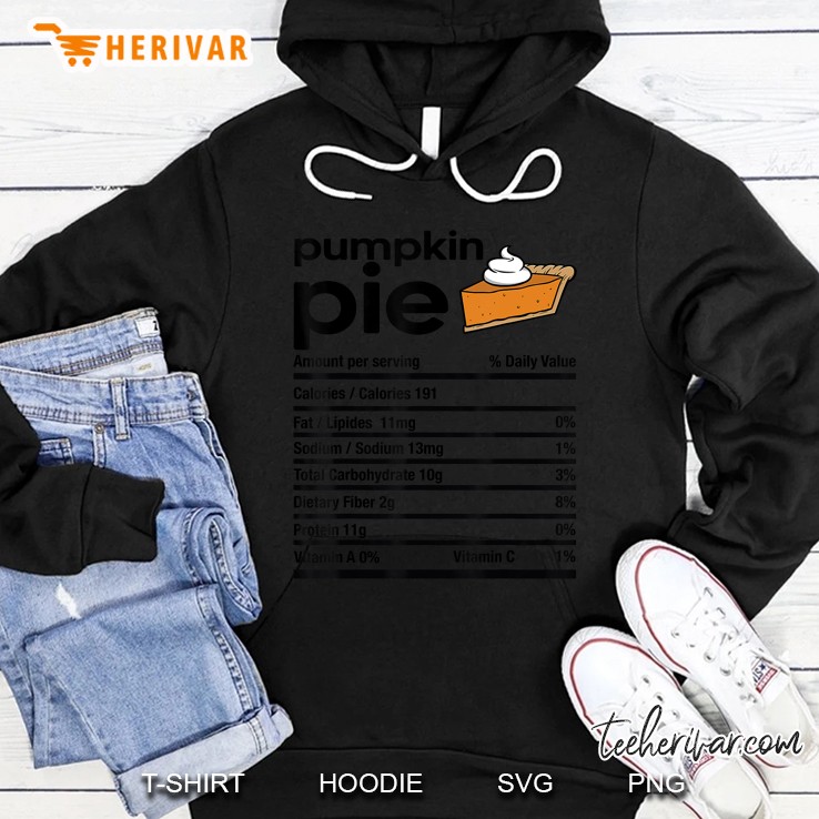 Pumpkin Pie Nutrition Facts Black Version Hoodie
