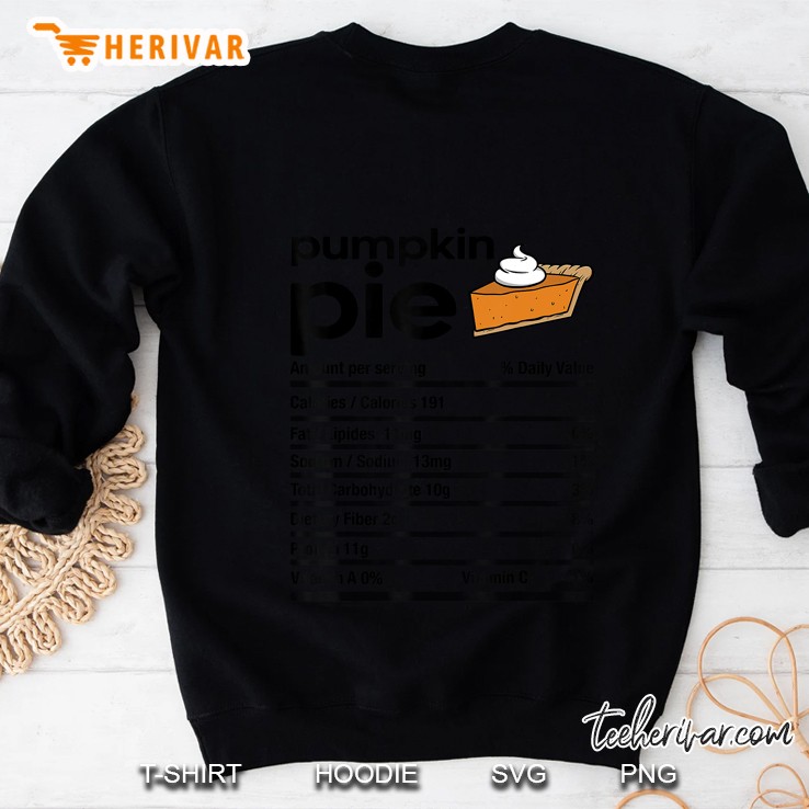 Pumpkin Pie Nutrition Facts Black Version Sweatshirt