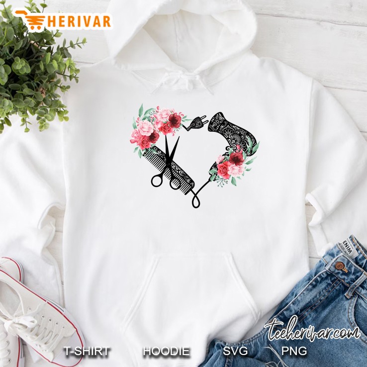 Hairdresser Hair Dryer Comb Scissors Barber Floral Version Hoodie