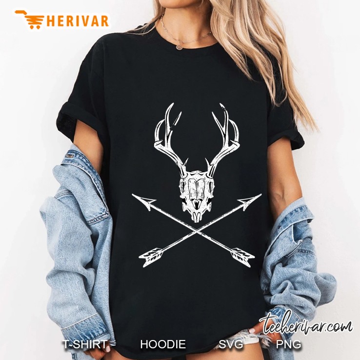 Bow Hunting Deer Skull And Arrows Archery Ladies Tee