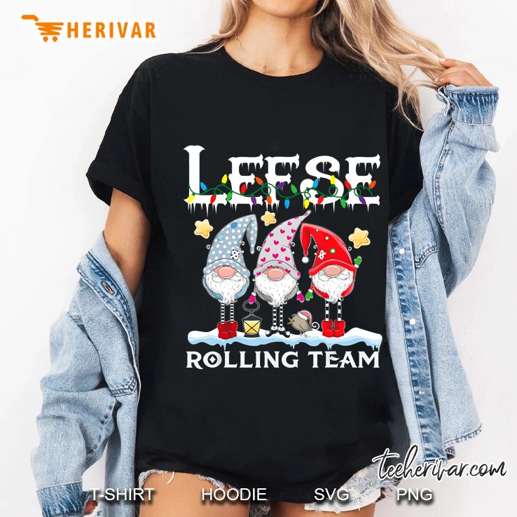 Lefse Rolling Team Three Gnomes Merry Christmas Ladies Tee