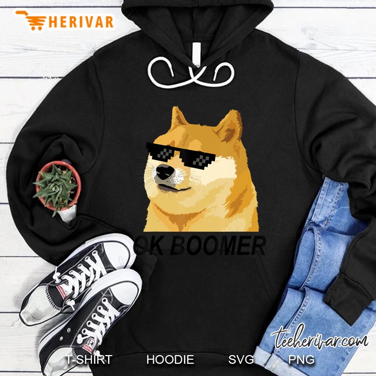 Ok Boomer Shiba Inu Doge With Meme Sunglasses Version Hoodie
