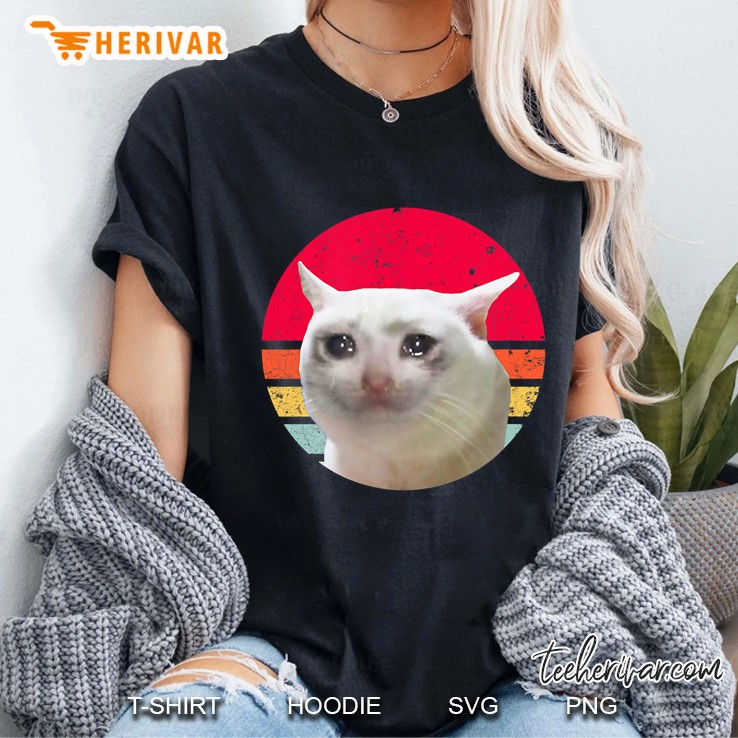 Sad Crying Cat Vintage Version Ladies Tee
