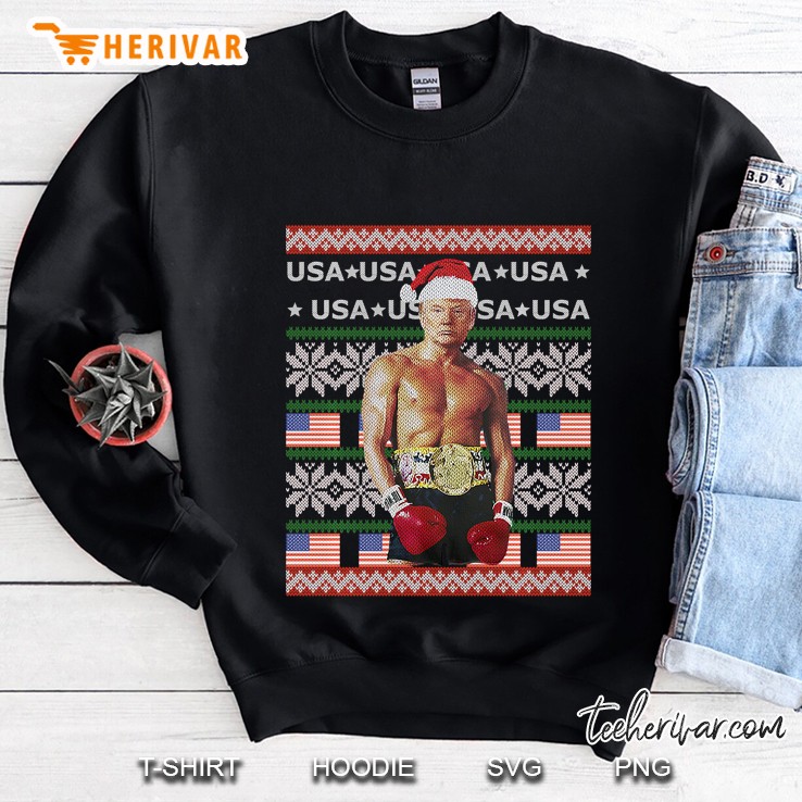 USA Funny Boxer Trump Rocky Christmas Sweatshirt