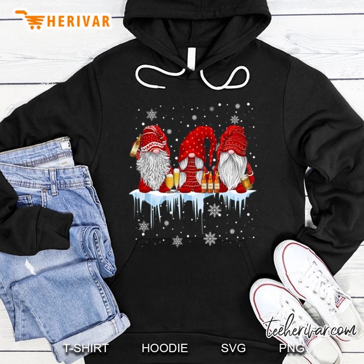 Red Gnomies Drink Beer Gnome Christmas Hoodie