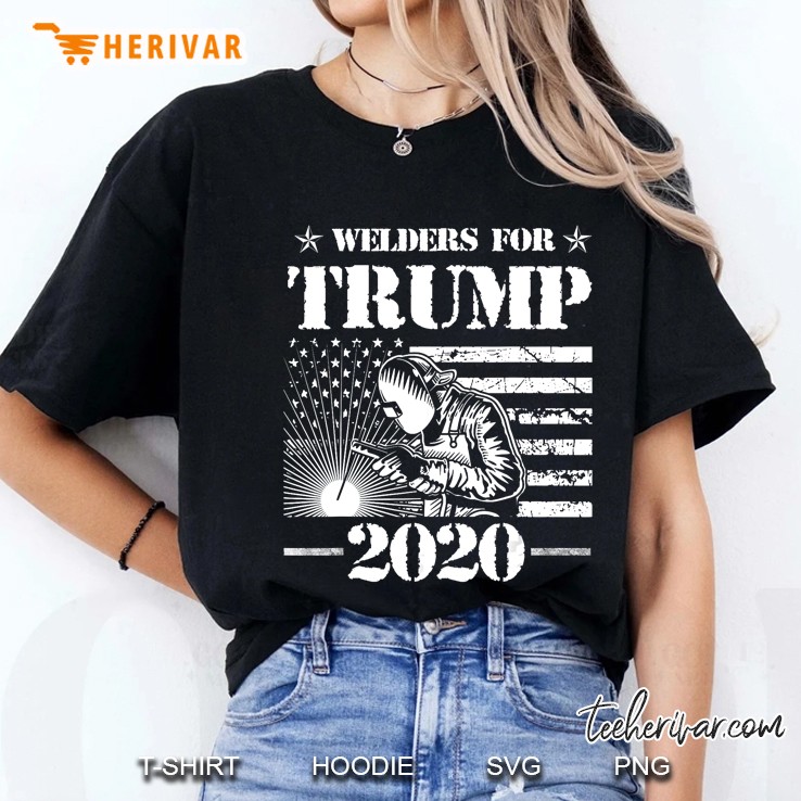 Welders For Trump 2020 American Flag Version2 Ladies Tee