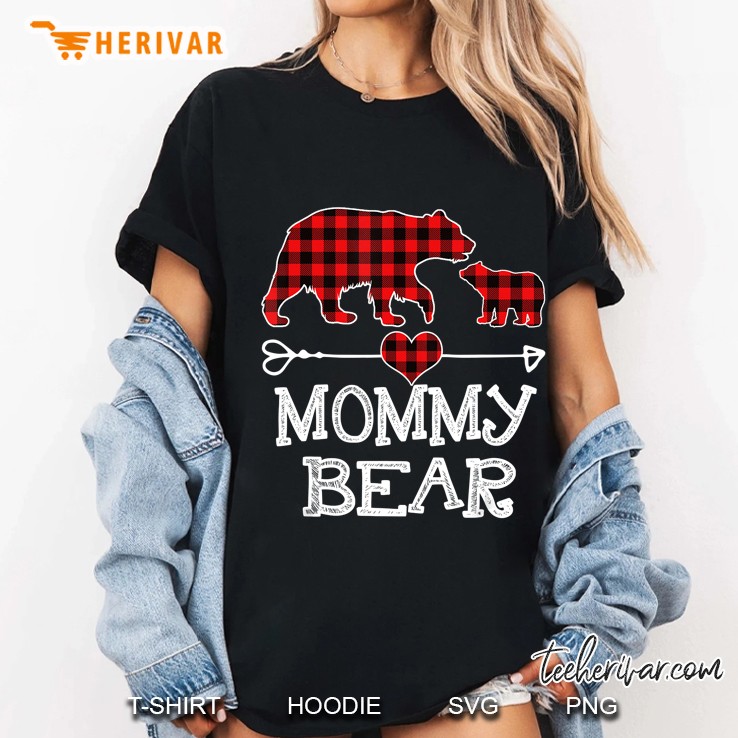 Mommy Bear Red Plaid Bear Arrow Heart Version2 Ladies Tee